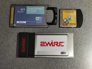 Lot (3) AmbiCom BT2000-CF BT CF, 2WIRE and 3COM 3CFRAG175 WiFi Cards - Picture 1 of 2