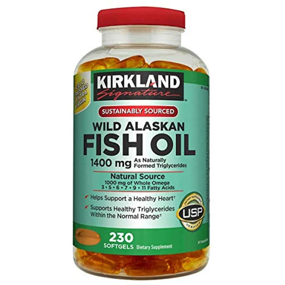 Aceite de pescado salvaje Kirkland Signature Kirkland Signature 1400 mg dietético Foto 1 de 2