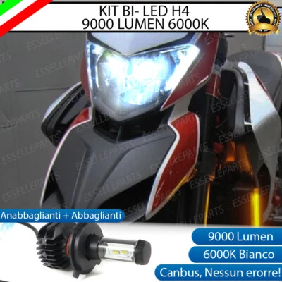 LAMPADA LED H4 6000K BIANCO 9000 LUMEN CANBUS DUCATI HYPERMOTARD MOTO - Immagine 1 di 4