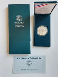 1990-W Eisenhower Centennial Silver Dollar Coin OGP COA - Picture 1 of 7