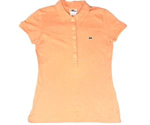 Womens LACOSTE orange polo shirt 34 XS cotton knit top alligator preppy vtg y2k - Picture 1 of 3
