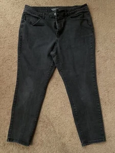 Terra & sky black denim pockets high rise stretch skinny jeans 20 Petite - Picture 1 of 3