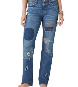 Lucky Brand X Yellowstone 6 / 28 Easy Rider Boot Cut Jeans Patches Distressed