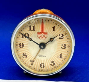 Sevani Alarm Clock Desk Table USSR Soviet Mechanical RARE Olympic symbols 1980s - Picture 1 of 8