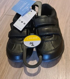 Tu Novelty School Shoes Kids Black Trainers Twin Strap Junior Children Size 7 - Picture 1 of 7