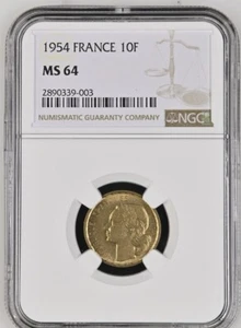 1950 FRANCE 10 FRANCS *ONLY NGC MS-65 IN THE WORLD*  FREE US/$7.50 FLAT EU SHIP - Picture 1 of 2