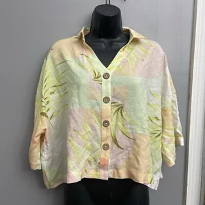 Rip curl Lightweight linen blend button down shirt with 3/4 sleeves oversized - Picture 1 of 5