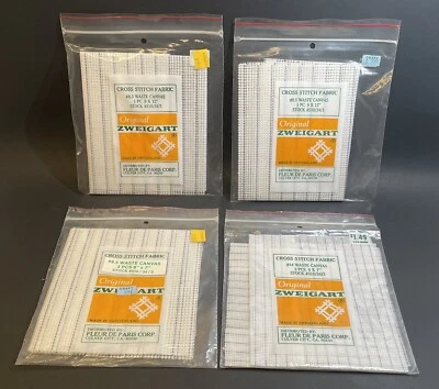 Zweigart Waste Canvas ponto cruz branco lote de 4 pacotes #14 e #8.5 - Imagem 1 de 4