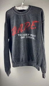 Sudadera Pullover DARE Gris Cuello Redondo Manga Larga Unisex Talla S/M Años 90 Y2K - Imagen 1 de 5