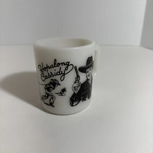Hopalong Cassidy 1950’s Black Graphics Milk Glass Mug/Cup Kid Vintage Western H1 - Picture 1 of 13