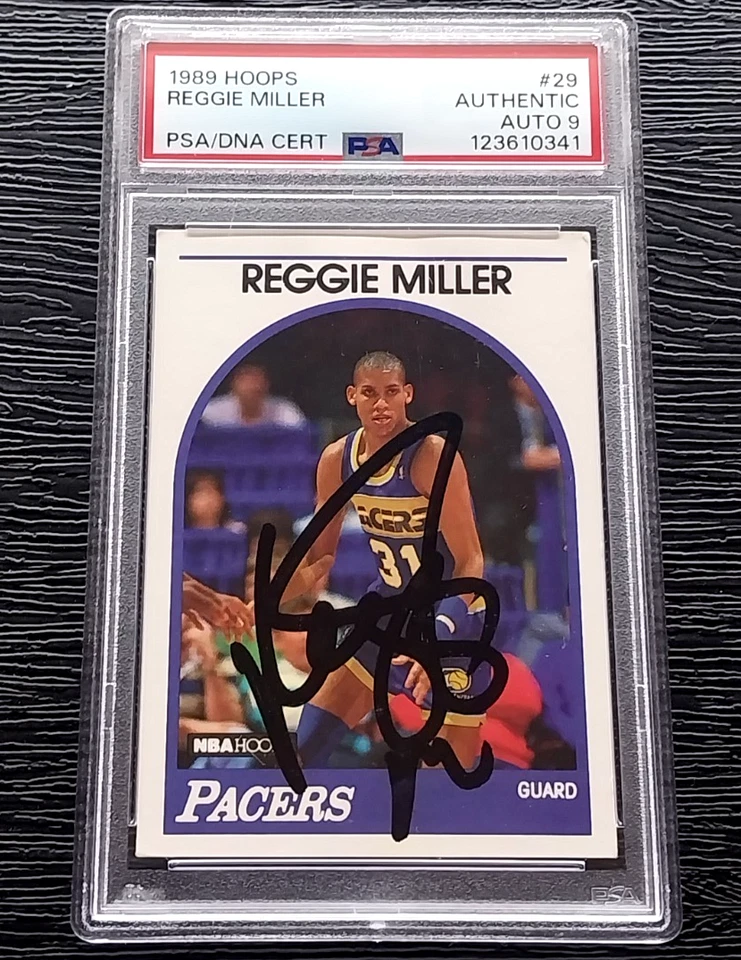 Tarjeta de baloncesto Reggie Miller Hof autografiada firmada 1989 grado automático 9 PSA DNA  Foto 1 de 4