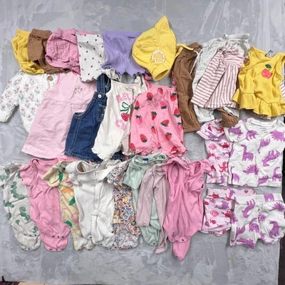 Baby Girl Clothes Lot 6-12M Tops Shorts Bodysuits Outfits Summer 25+ pcs - Immagine 1 di 4