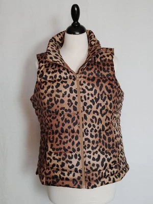 Lands' End Women's Cheetah 🐆 Print Puffer Vest Tawny Brown Black Size PM - Image 1 of 4
