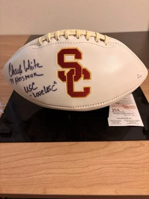 Charles White Autographed Signed USC Trojans White Panel Football JSA COA - Image 1 of 4
