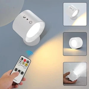 Lampada da Parete LED Doppia Testa Touch Control Telecomando 360 Girevole USB Ricarica Filo - Foto 1 di 11