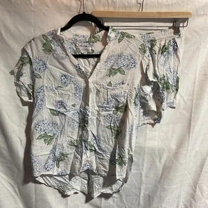 PIYAMA Maggie Pajama Set - Hydrangea Blue White Womens Size Small White - Picture 1 of 8