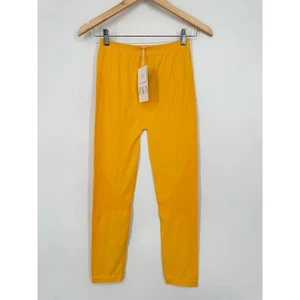 ZARA Seamless Jacquard Leggings High Waist Yoga Pants, Yellow, Size M/L - Picture 1 of 8
