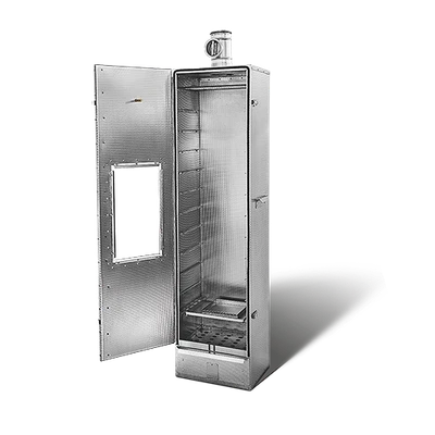 SMOKI RÄUCHERTECHNIK Isolierter Räucherofen mit Fenster - Rohranschluss - Geprägter Edelstahl - 150cm
