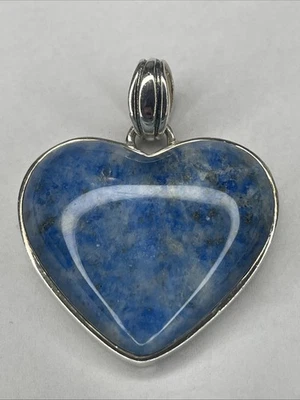 Colgante de corazón de lapislázuli liso de ley y denim por Barse Foto 1 de 4