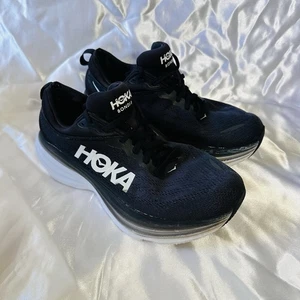 Women's Hoka One One Bondi 8 Black/White Running Shoes, Size 9B, 1127952 BWHT - Picture 1 of 10