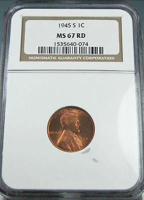 1945-S LIncoln MS-67 RD NGC   - Image 1 of 3