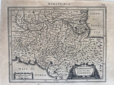 Antique Map of Italy ROMANDIOLA by Mercator,  c. 1628 - Image 1 of 3