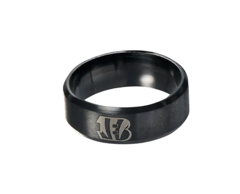 New Cincinnati Bengals Black Stainless Steel Engraved Ring Sizes 8 9 10 11 12 13 Cover