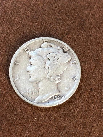 1929-S  Mercury Silver Dime, VF Circ. Lot F-41368, "FREE SHIPPING" Cover