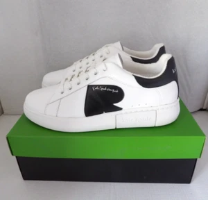 NIB Authentic KATE SPADE NY CHARLI LACE UP White/Black Nappa Leather Shoes 9 B - Picture 1 of 12