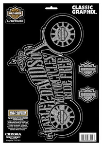 * XL * HARLEY DAVIDSON MOTORCYCLE CHROME DECAL - MADE IN THE USA * WORDS - Picture 1 of 3