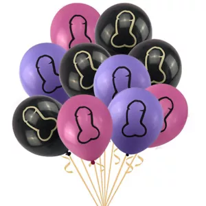 10pcs Penis Willy Pink Purple Black 10" Hen Party Balloons Team Bride Balloon UK - Picture 1 of 1