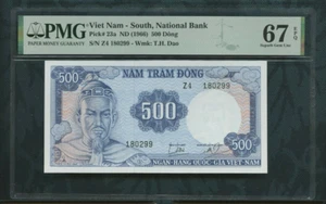 ND (1966) Viet Nam - South, National Bank 500 dong Pick# 23a PMG 67 EPQ - Picture 1 of 2