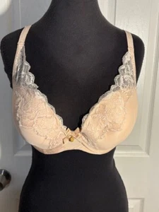 Chantelle 6762 Orangerie Lace Underwire Plunge Bra, Skin Rose, Size 30DD - Picture 1 of 6