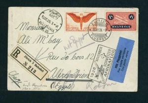 Suiza Correo Aéreo Certificado Zurich - África - Michel Nº 190 + 183 - Imagen 1 de 2
