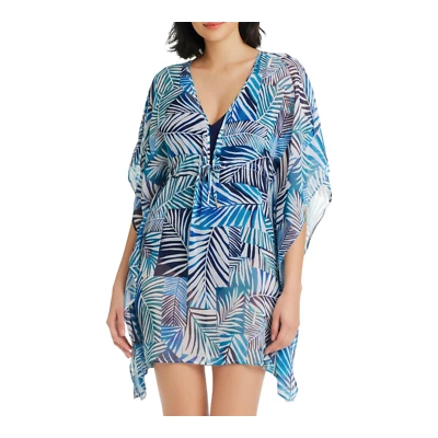 Bleu by Rod Beattie Feminino Shady Days Chiffon Caftan Cover-Up – Azul Marinho, Tamanho P, M - Imagem 1 de 3