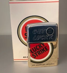 Vintage Advertising Zippo 1997 Lucky Strike Cigarettes Get Lucky CLEAN in Box - Picture 1 of 11
