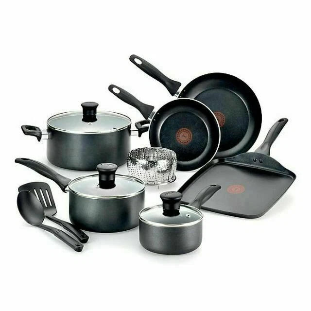 Tefal Pure Cook Non-Stick 12-Piece Aluminum Cookware Set - Black (B145SCBI)