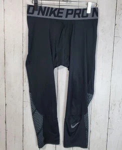 NIKE PRO 3/4 Length Pants Tights BLACK GREY Boy’s Sz M Medium Dri fit - Picture 1 of 10