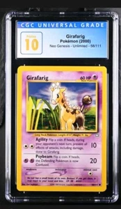  CGC 10 Pristine 1st  Girafarig 2000 Pokemon Neo Genesis 58/111  Low Pop - Picture 1 of 2