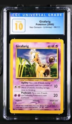  CGC 10 Pristine 1st  Girafarig 2000 Pokemon Neo Genesis 58/111  Low Pop - Image 1 of 2