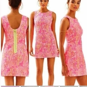 Lilly Pulitzer bright pink flamingo Tiki Pink Mila Shift Dress size 0 - Picture 1 of 10