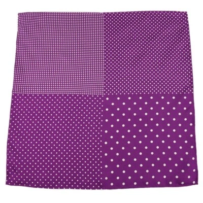 Mens Purple White POLKA DOT 4 Panel Silk Pocket Square NWT - Image 1 of 3