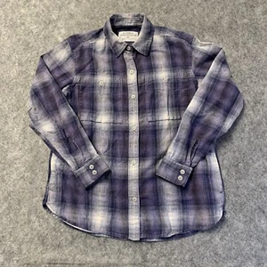 REI Cooperative Shirt Womens Small Purple Gray Plaid Long Sleeve Pockets - Picture 1 of 16