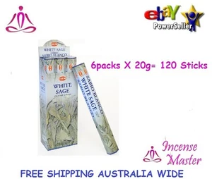 WHITE SAGE Hem 120 Incense Sticks Bulk Brand India Relaxation Fragrance Odours - Picture 1 of 2