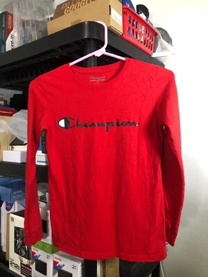 Champion Boys Long Sleeve Shirt in Red Size Medium - Image 1 of 3