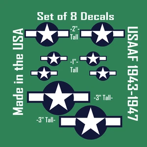 USAAF decals 8 stickers 1" 2" 3" Army Air Force USA WW2 1943-1947 - Picture 1 of 6