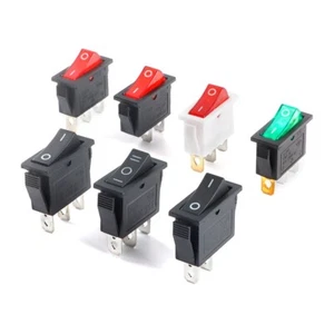 Rectangular Latching Neon Rocker Switch I/O 3 Pin Red Green Blue KCD3 31x13.5mm - Picture 1 of 8