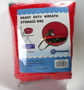 Heavy Duty Christmas30 Inches Wreath Bag Handy Laundry Round Red Zipper Handle - Picture 1 of 4