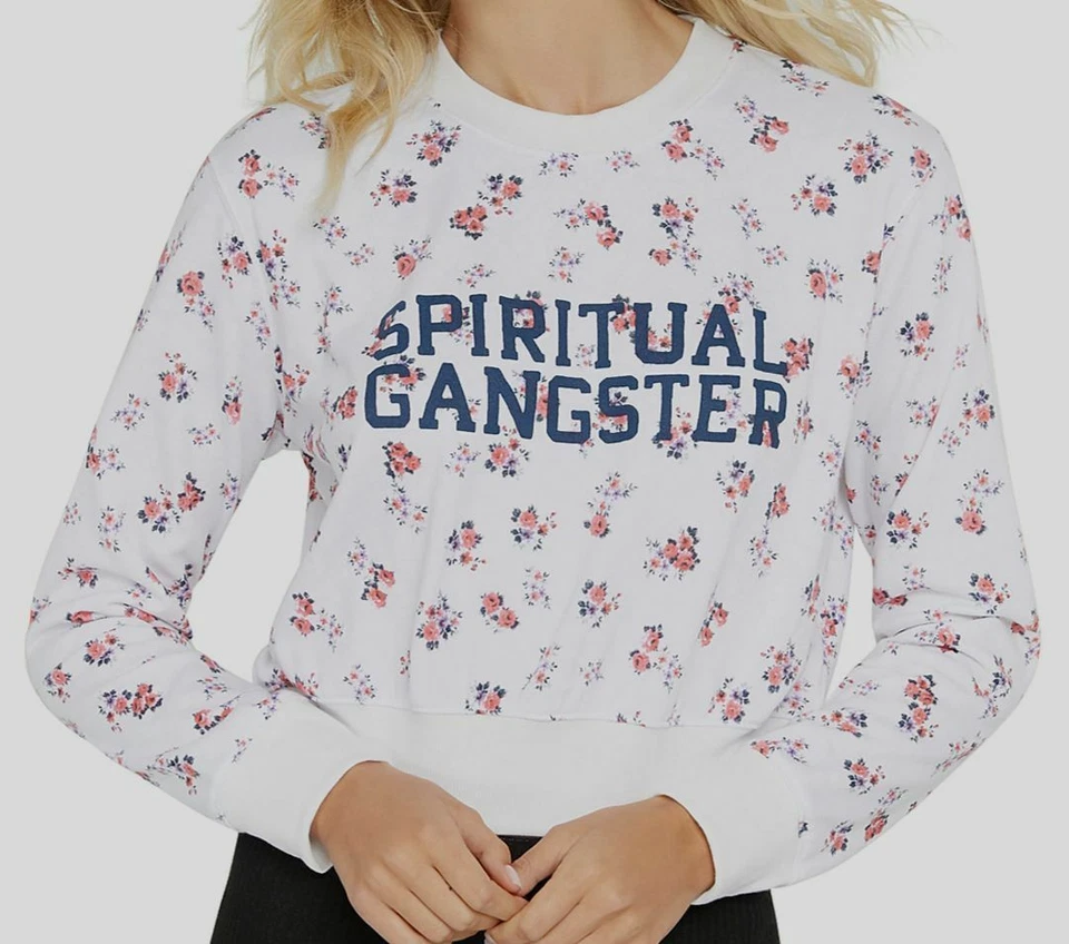 Sudadera para mujer Spiritual Gangster blanca con estampado floral cuello redondo talla S $88 Foto 1 de 1