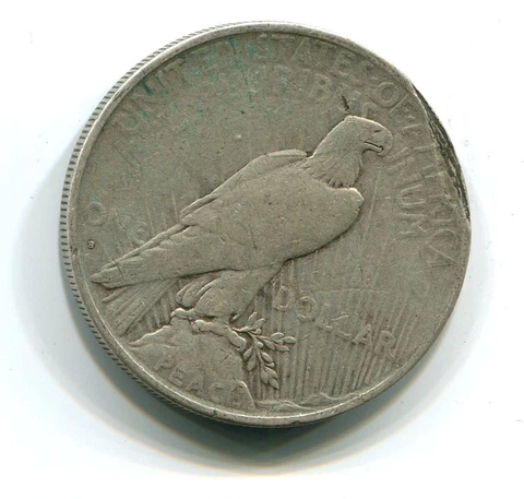1935 Peace Dollar | Better Date | Last Year | Big Lamination Error, Rev (VD027) Cover